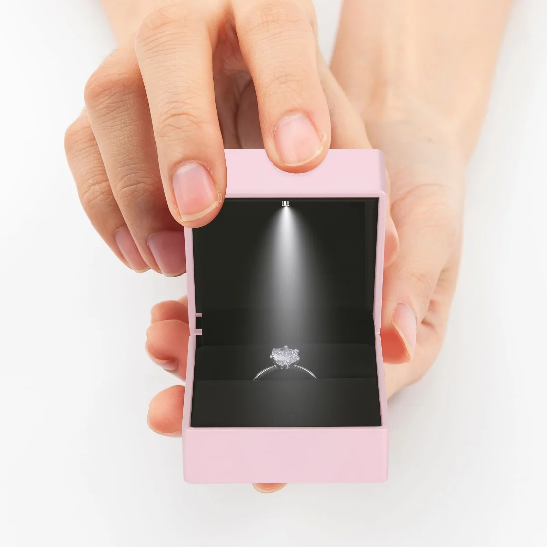 LETURE LED Ring and Earring Boxes, Set of 2 in Pink, view 3
