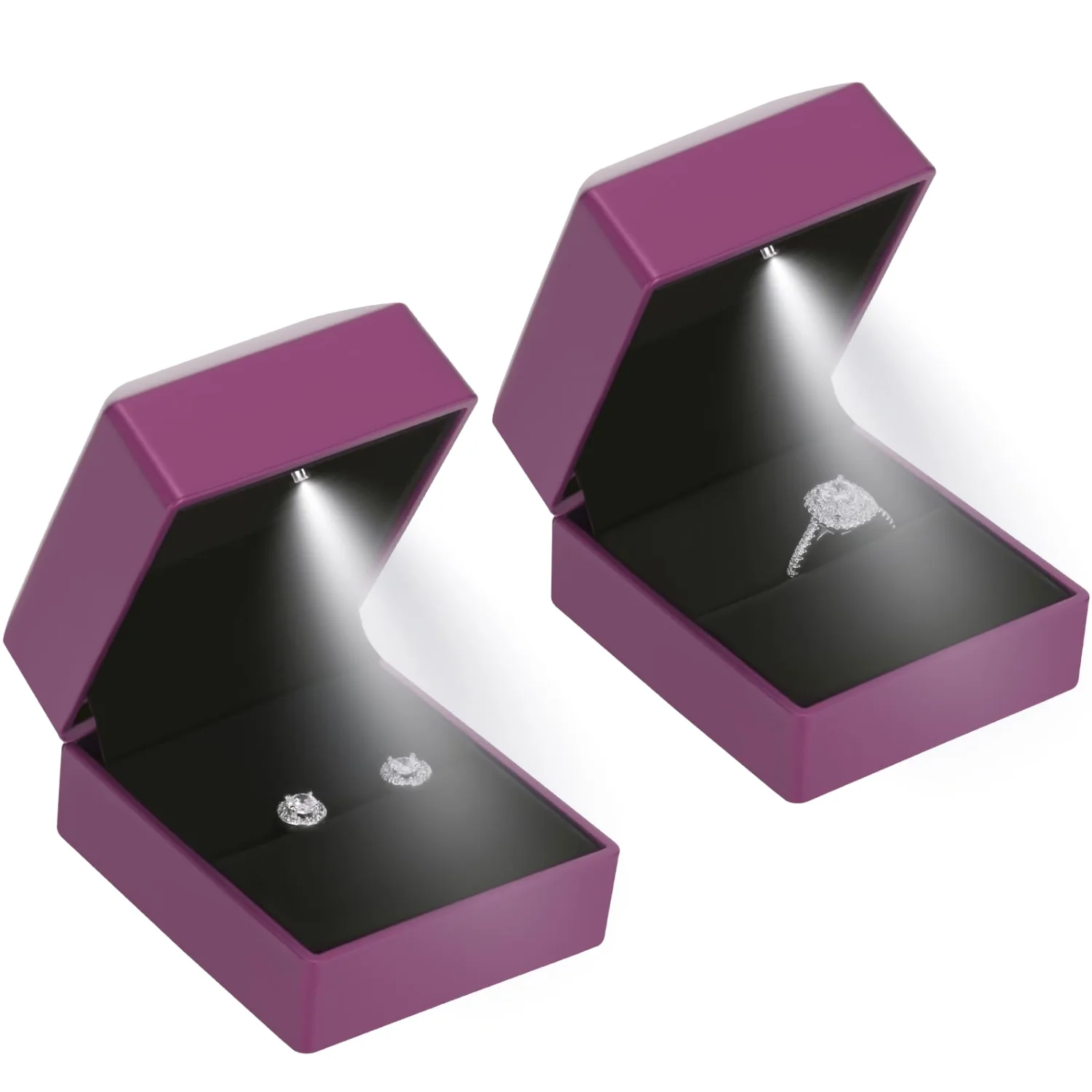 LETURE LED Ring and Earring Boxes, Set of 2 in Purple
