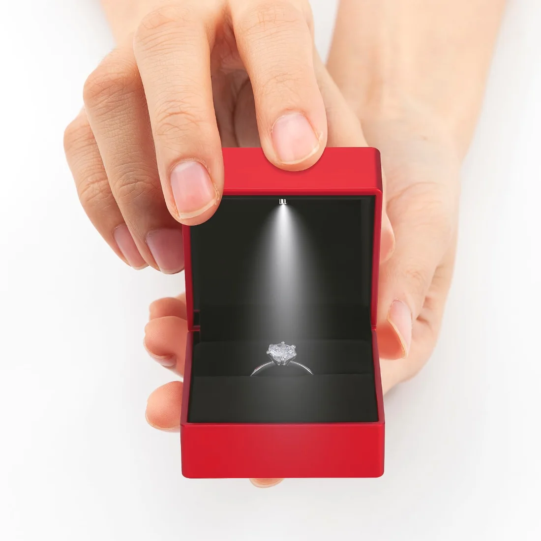 LETURE LED Ring and Earring Boxes, Set of 2 in Red, view 3