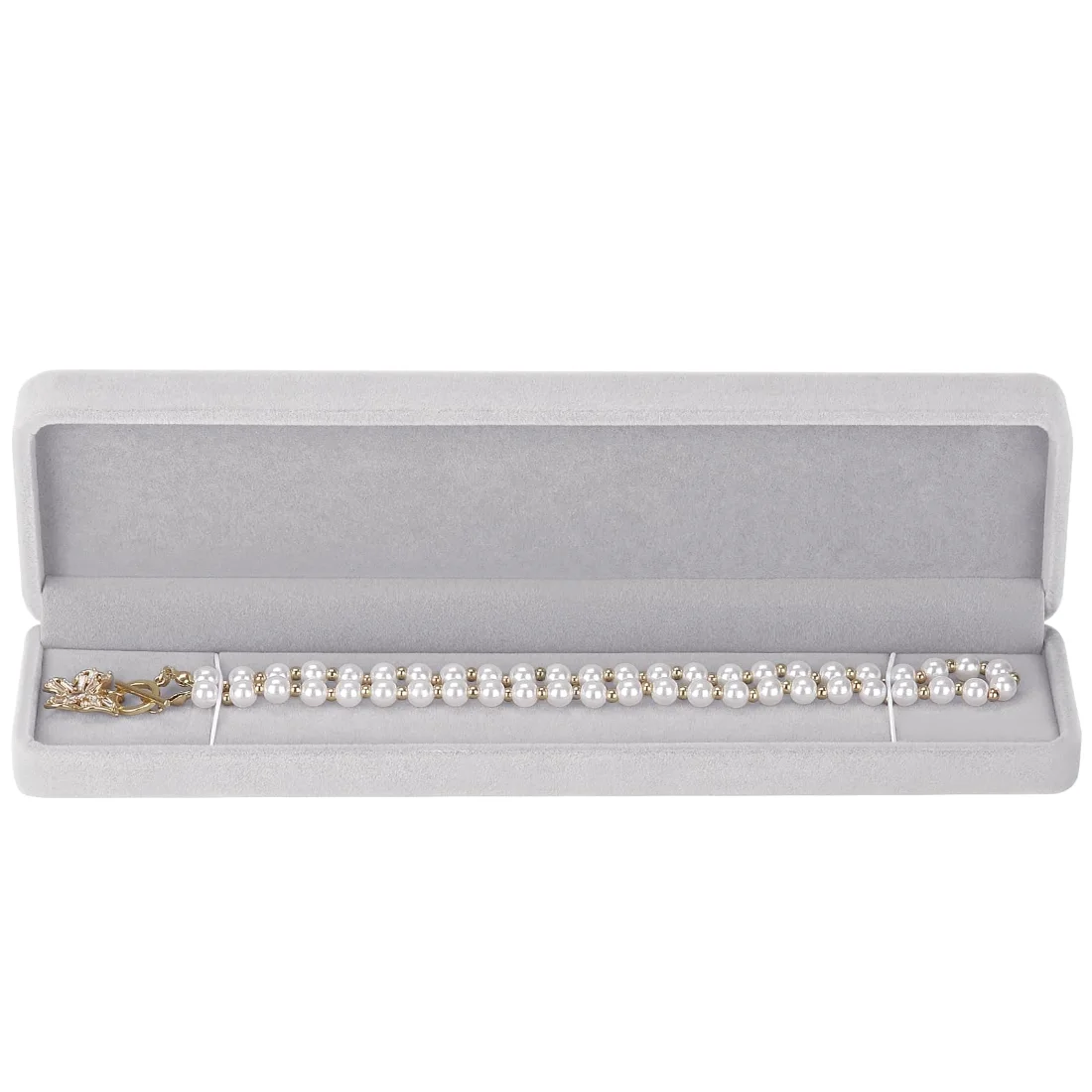 LETURE Long Velvet Boxes, Set of 4 in Grey, view 5