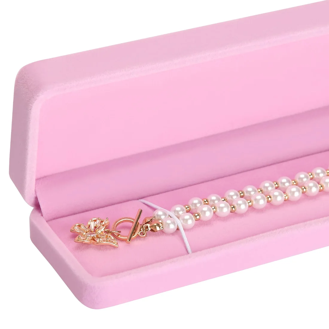 LETURE Long Velvet Boxes, Set of 4 in Pink, view 4
