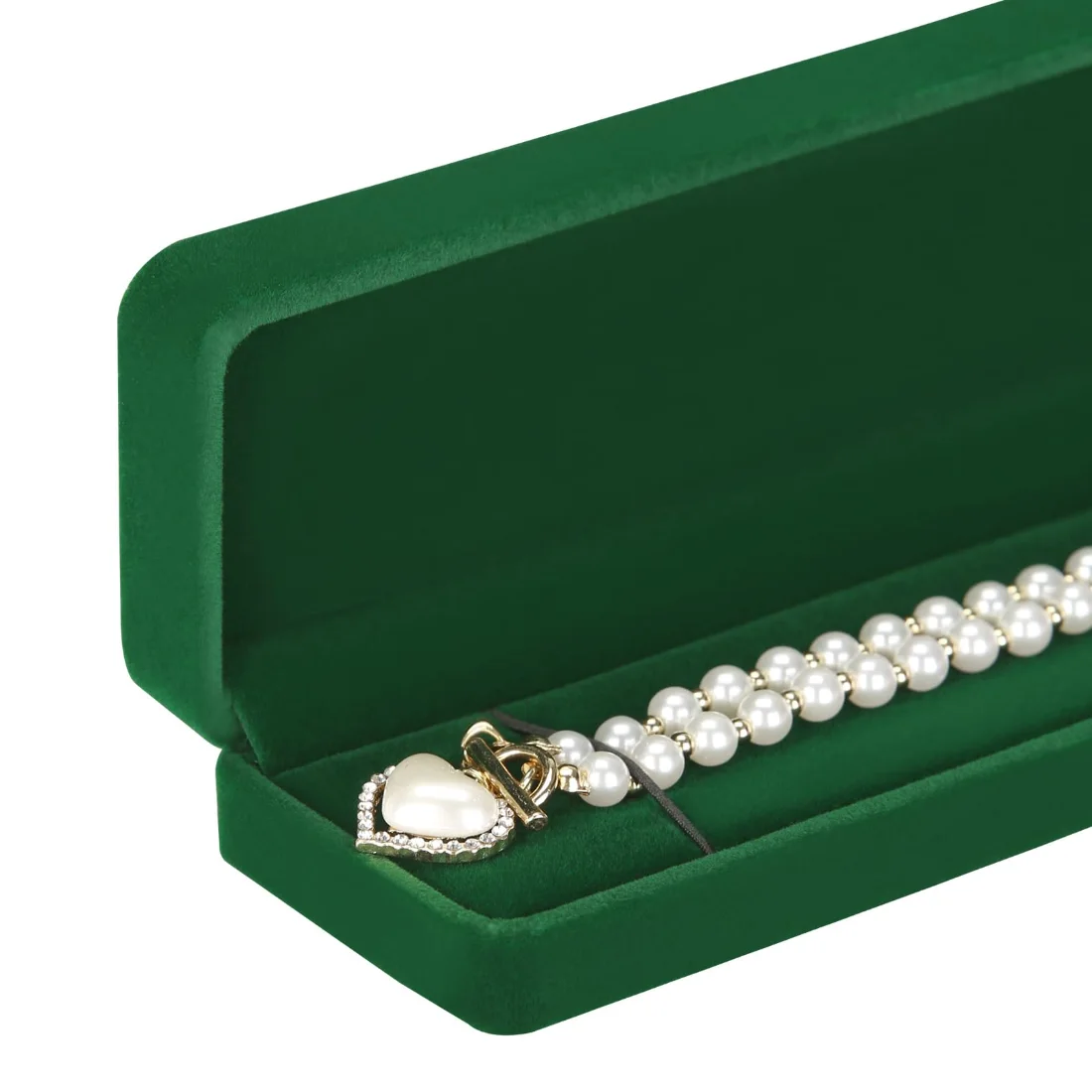 LETURE Long Velvet Chain Boxes, Set of 2 in Green, view 4