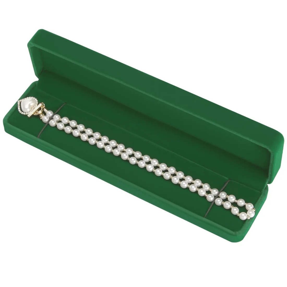 LETURE Long Velvet Chain Boxes, Set of 2 in Green, view 5