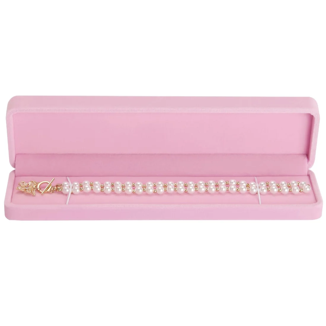 LETURE Long Velvet Chain Boxes, Set of 2 in Pink, view 2