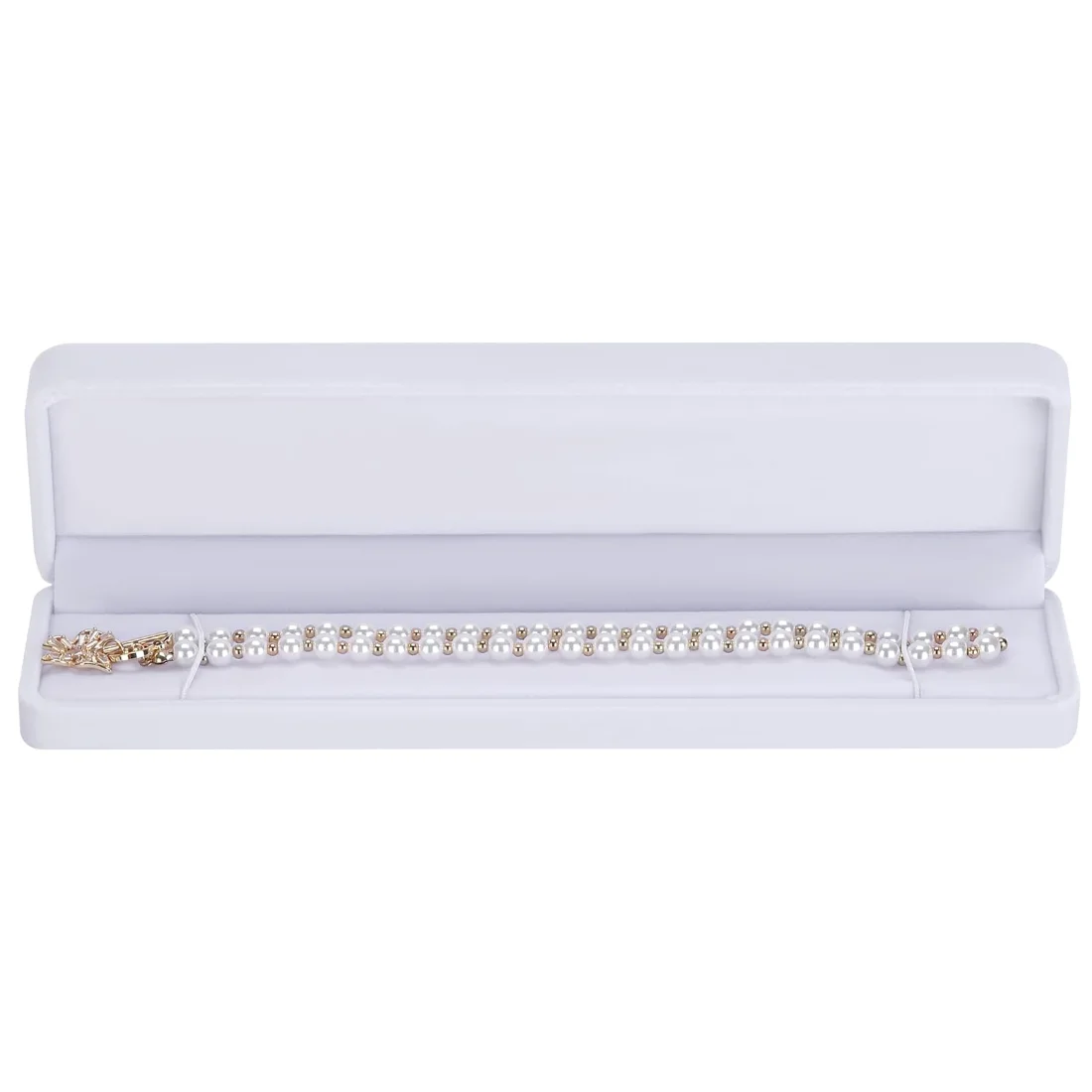 LETURE Long Velvet Chain Boxes, Set of 2 in White, view 2
