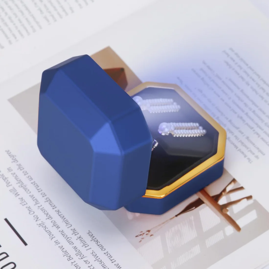 LETURE Luxury LED Earring Box in Blue, view 4