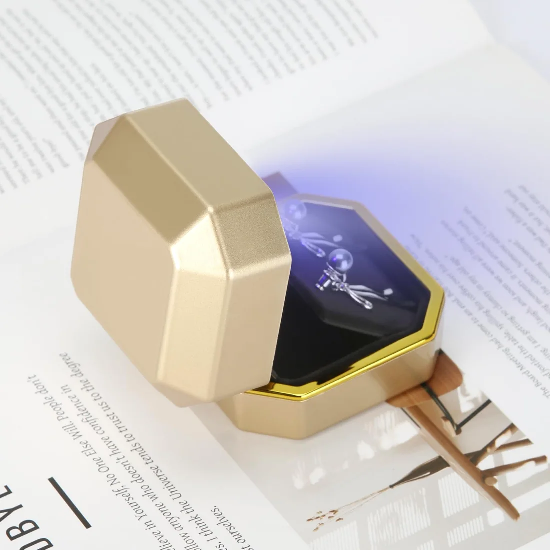 LETURE Luxury LED Earring Box in Gold, view 4