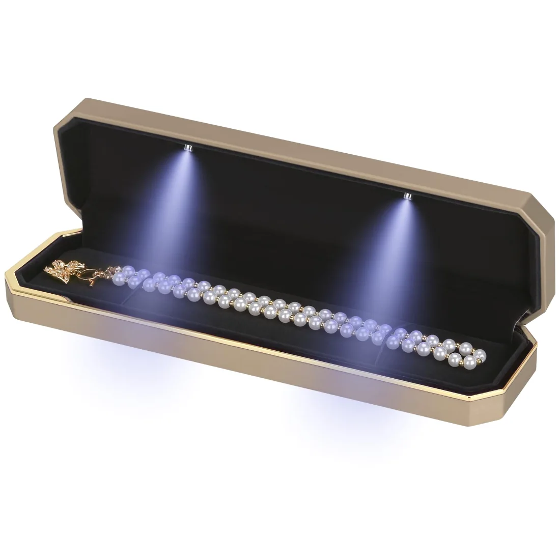 LETURE Luxury LED Long Chain Box in Gold, view 2