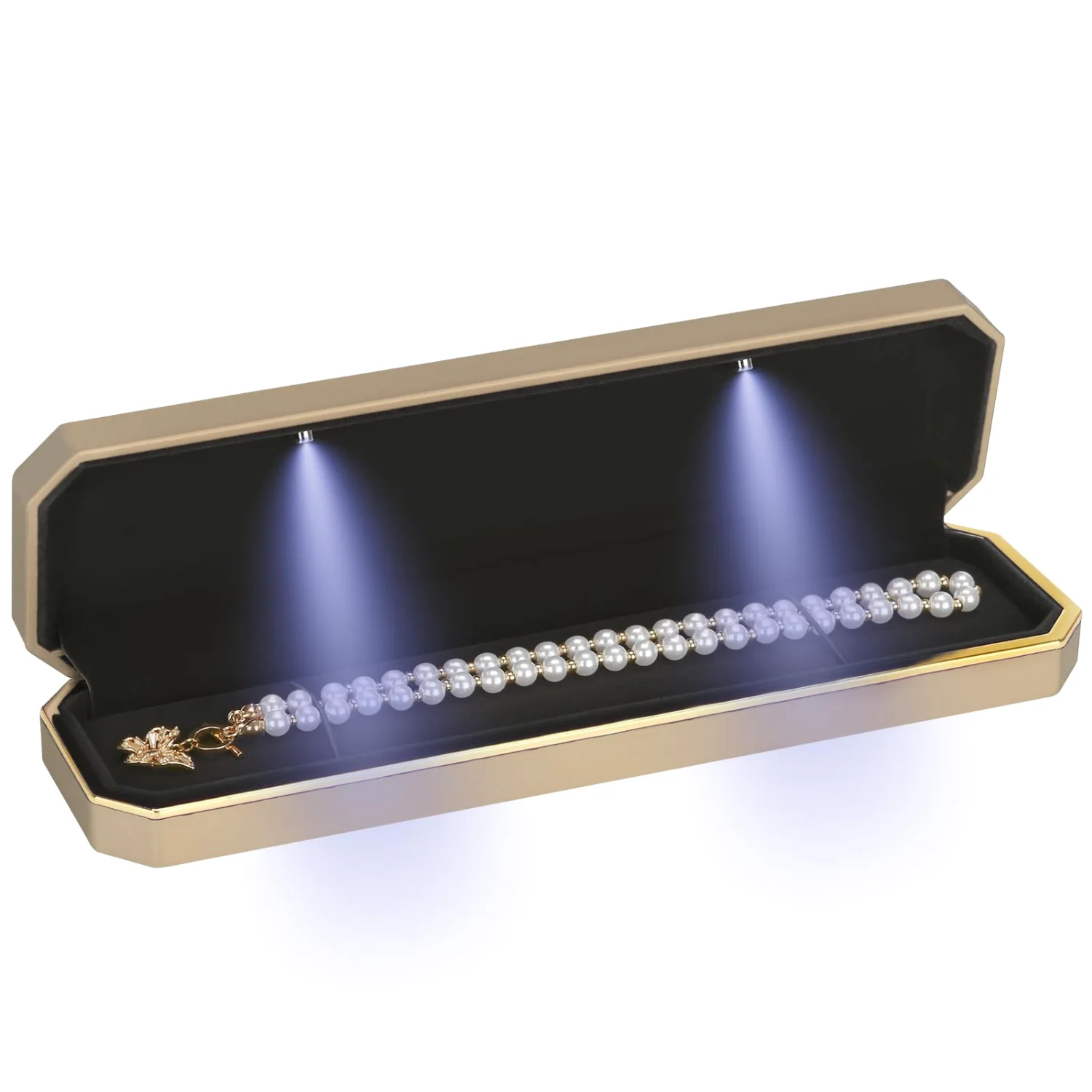 LETURE Luxury LED Long Chain Box in Gold