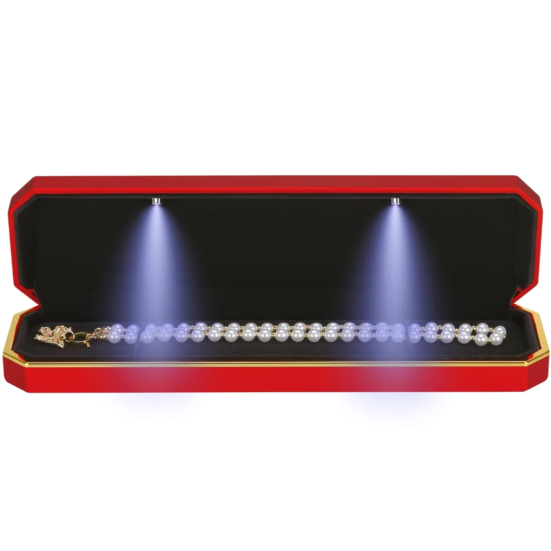 LETURE Luxury LED Long Chain Box in Red, view 5