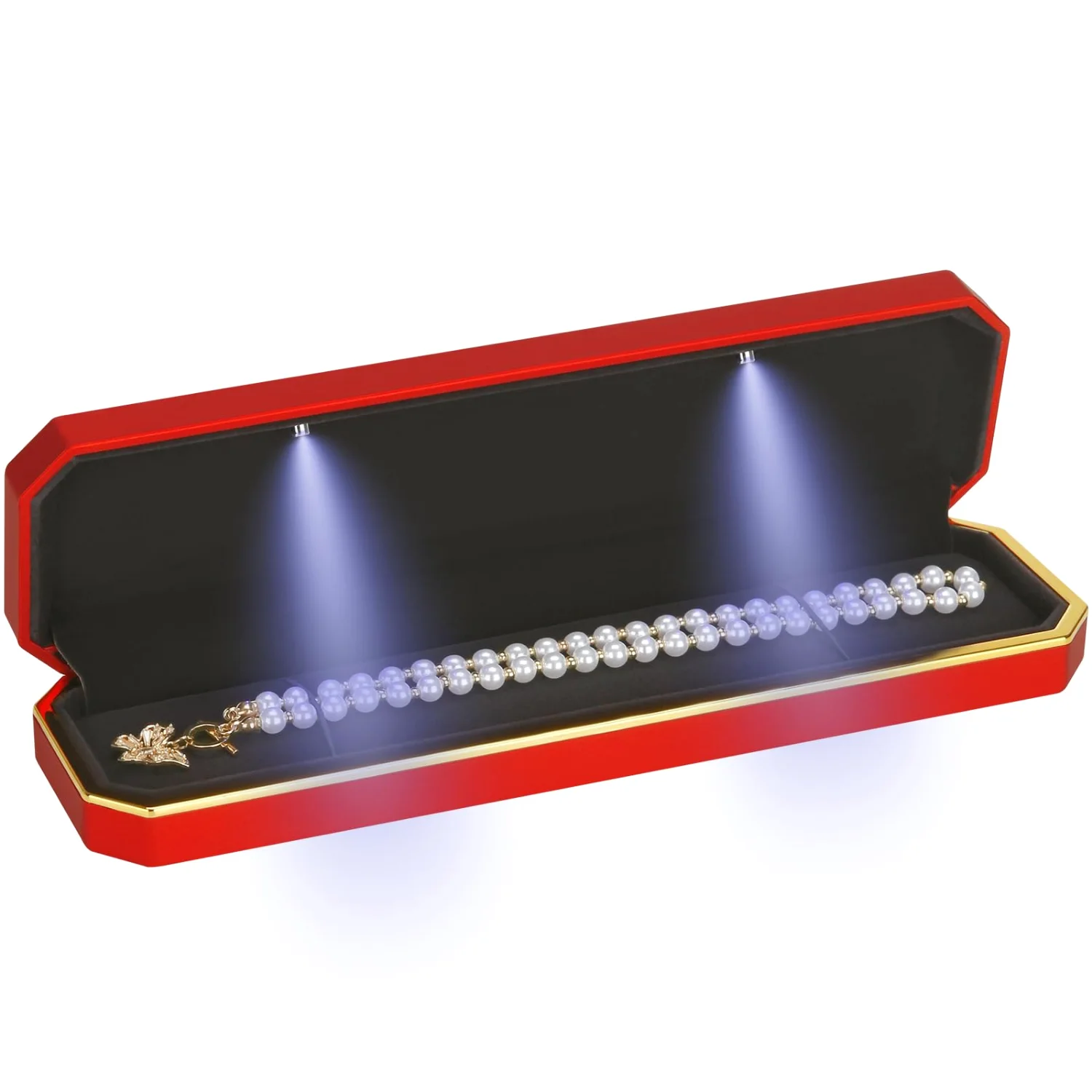 LETURE Luxury LED Long Chain Box in Red