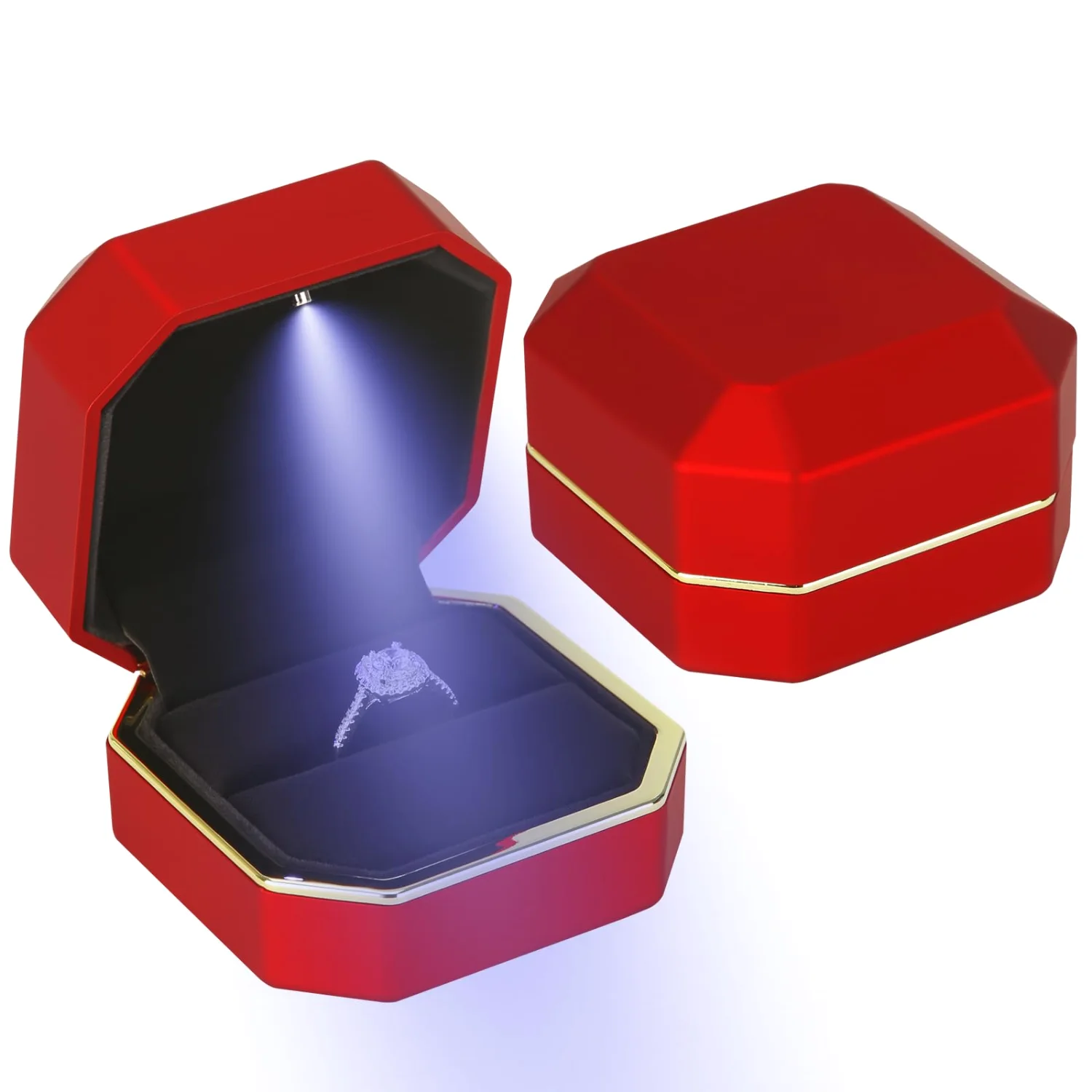 LETURE Luxury LED Ring Box in Red