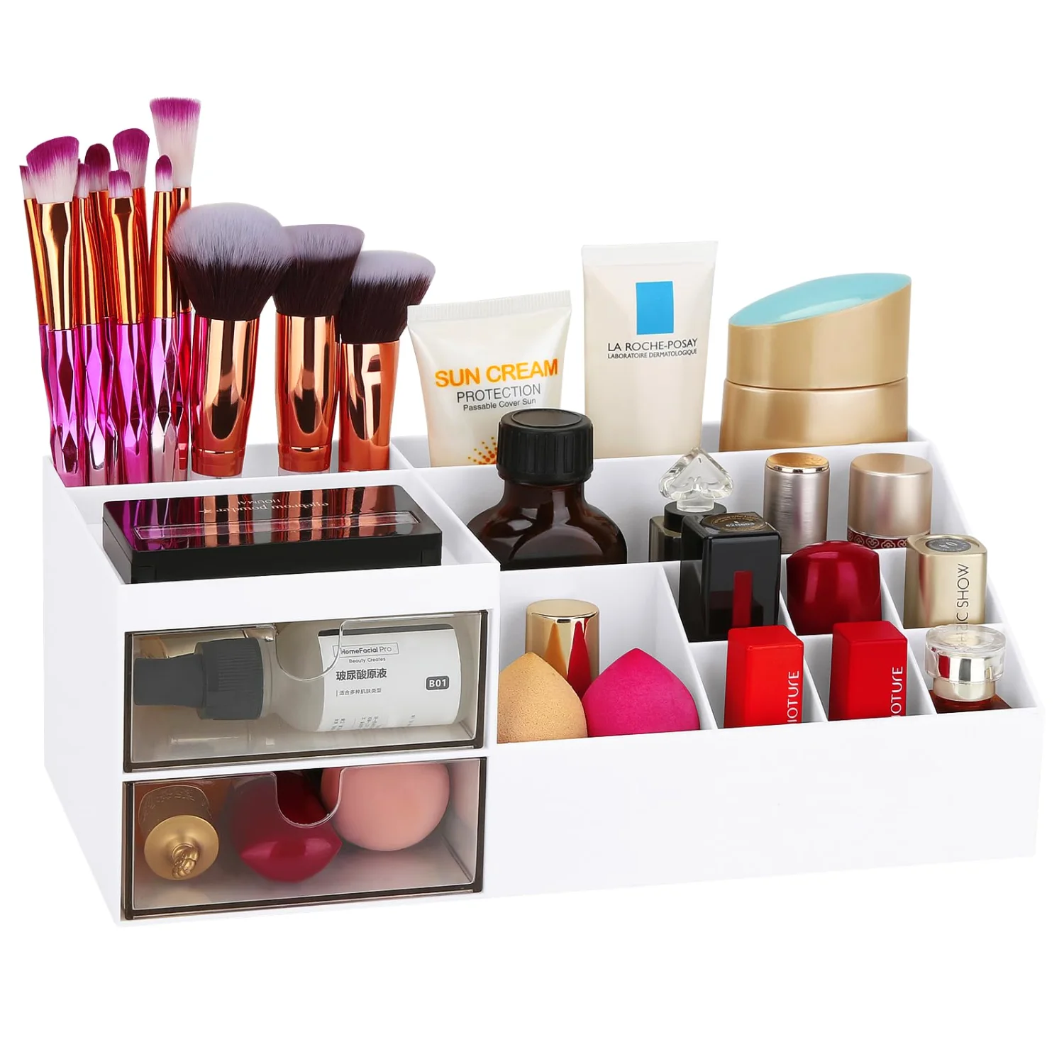 LETURE Makeup Vanity Organizer Box in White