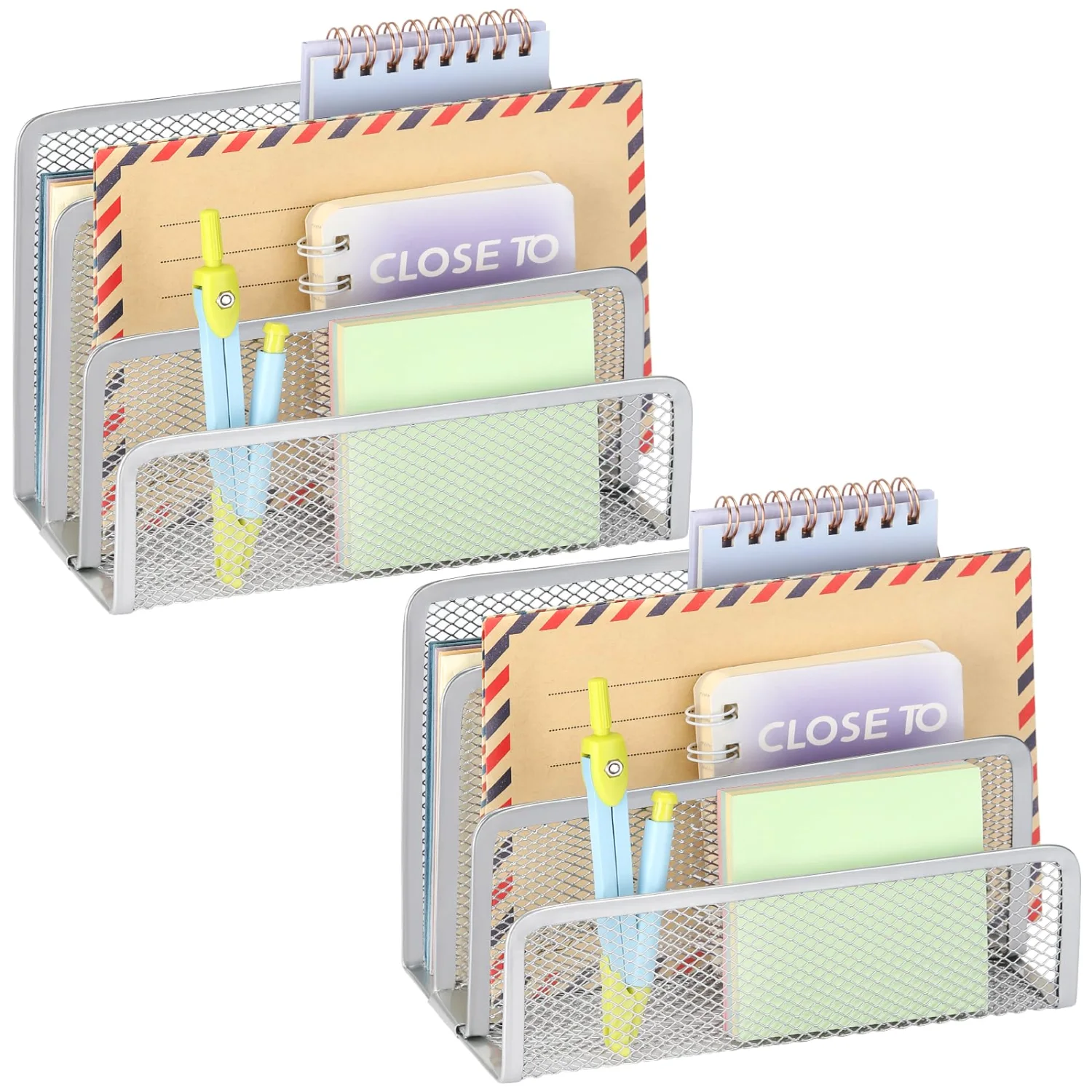 LETURE Mesh Mail Organizers, Set of 2 in Grey
