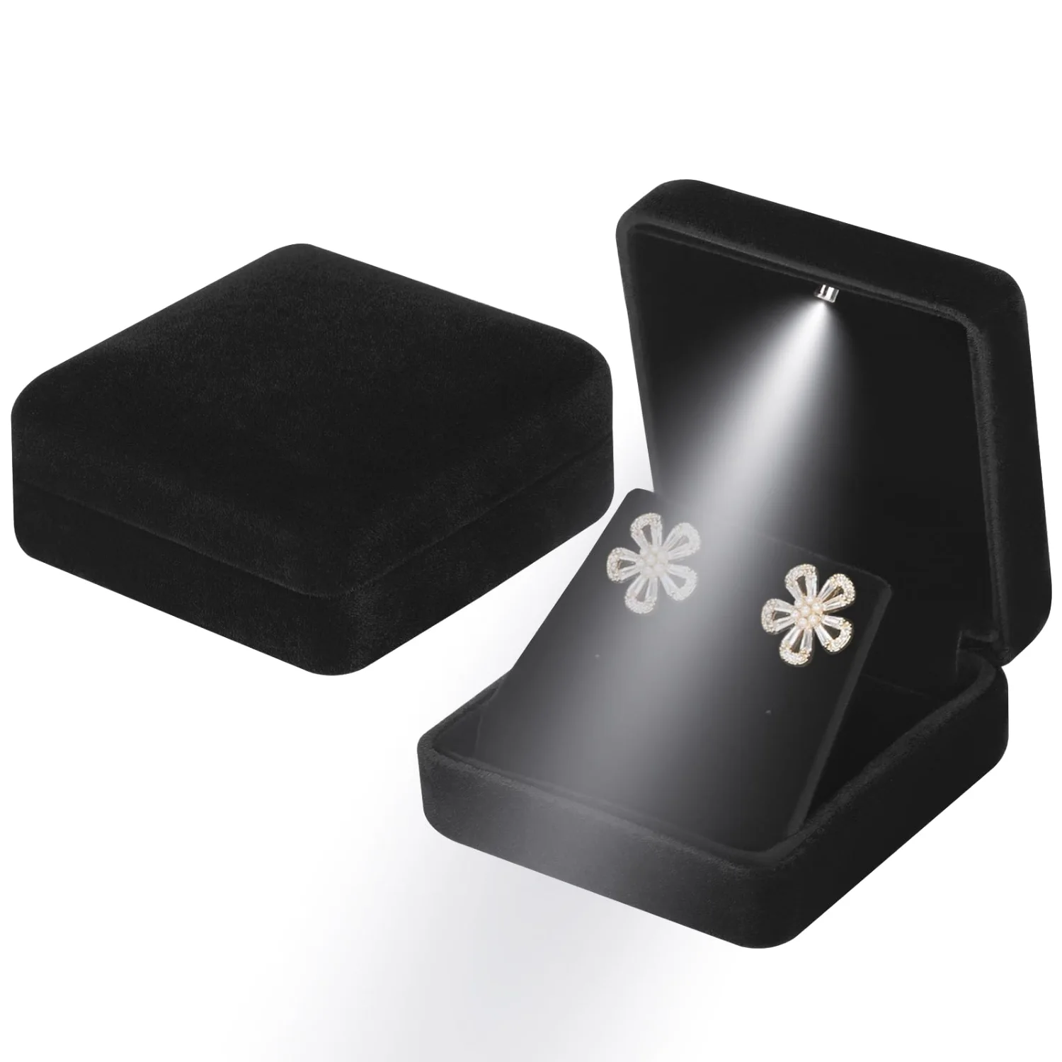 LETURE Metal LED Earring Box in Black