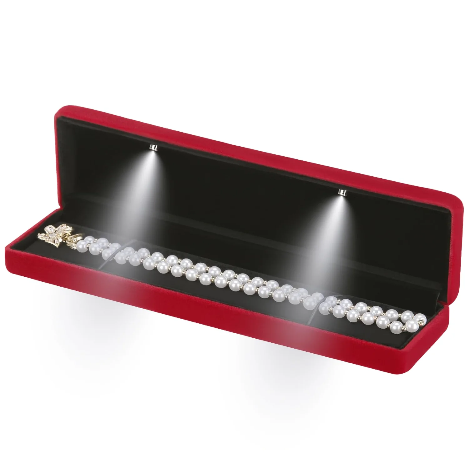 LETURE Metal LED Long Chain Box in Red