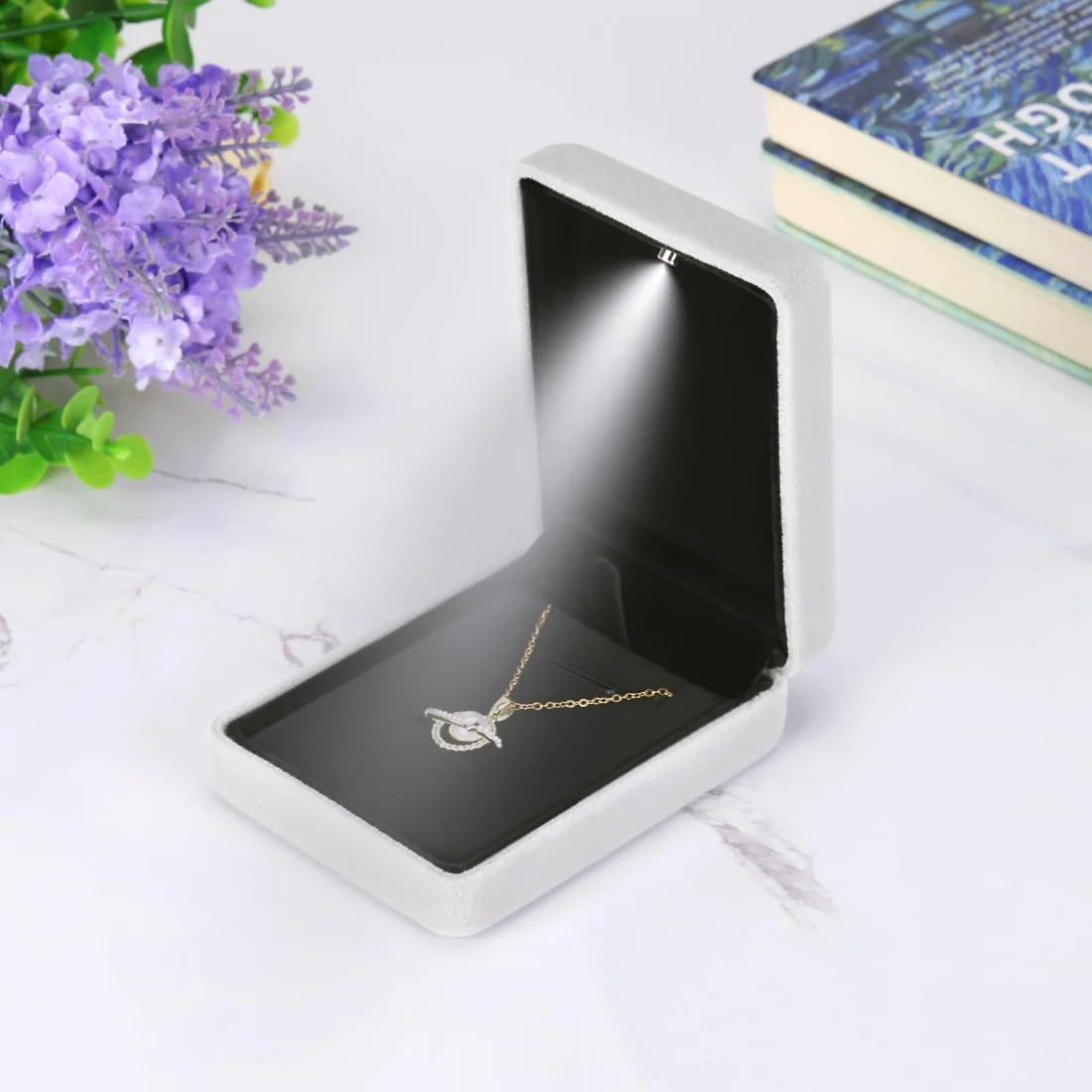 LETURE Metal LED Pendant Box in Grey, view 2