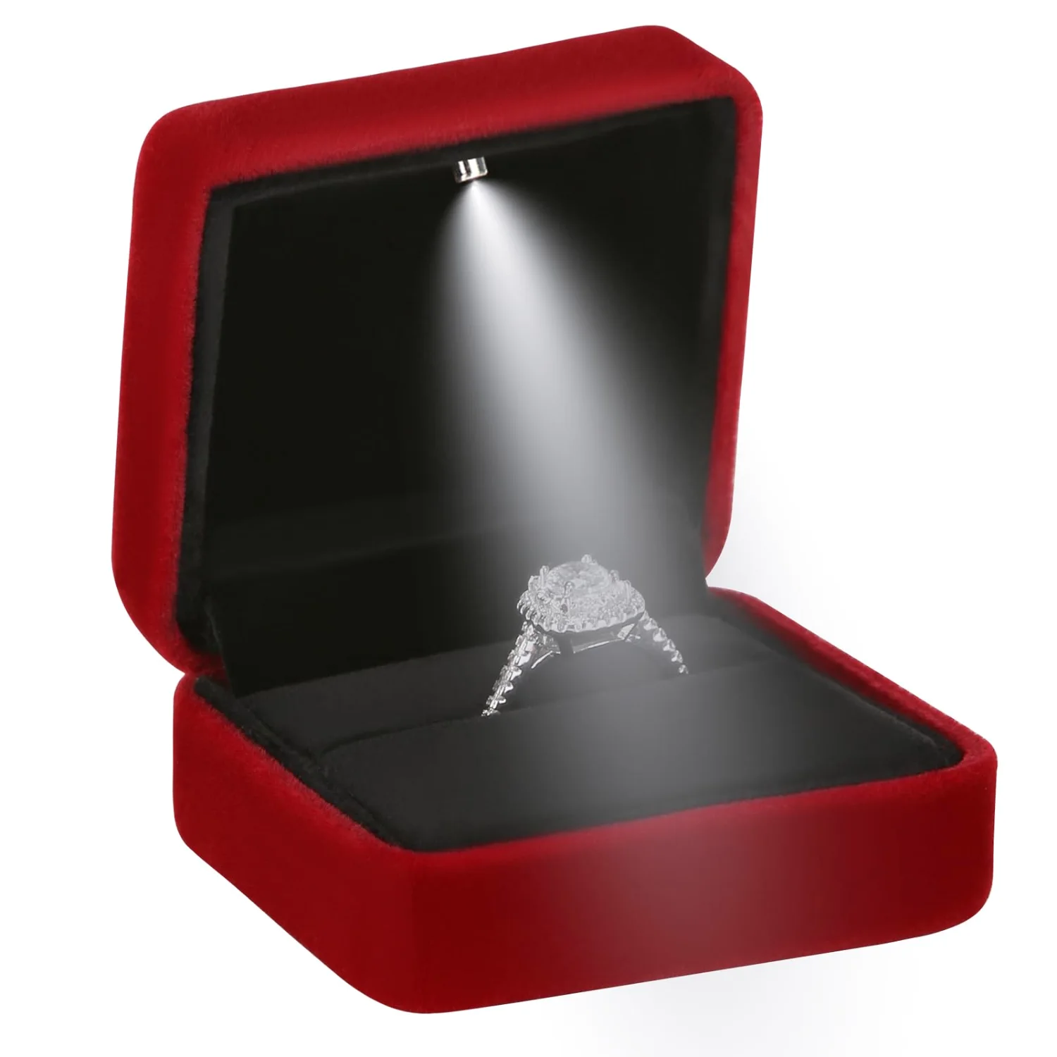 LETURE Metal LED Ring Box in Red