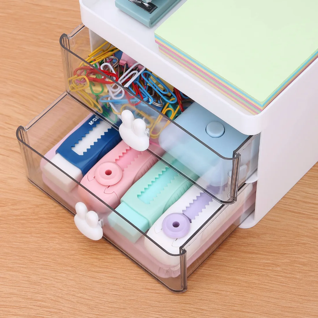LETURE Small Desk Organizer with Drawer in White, view 5