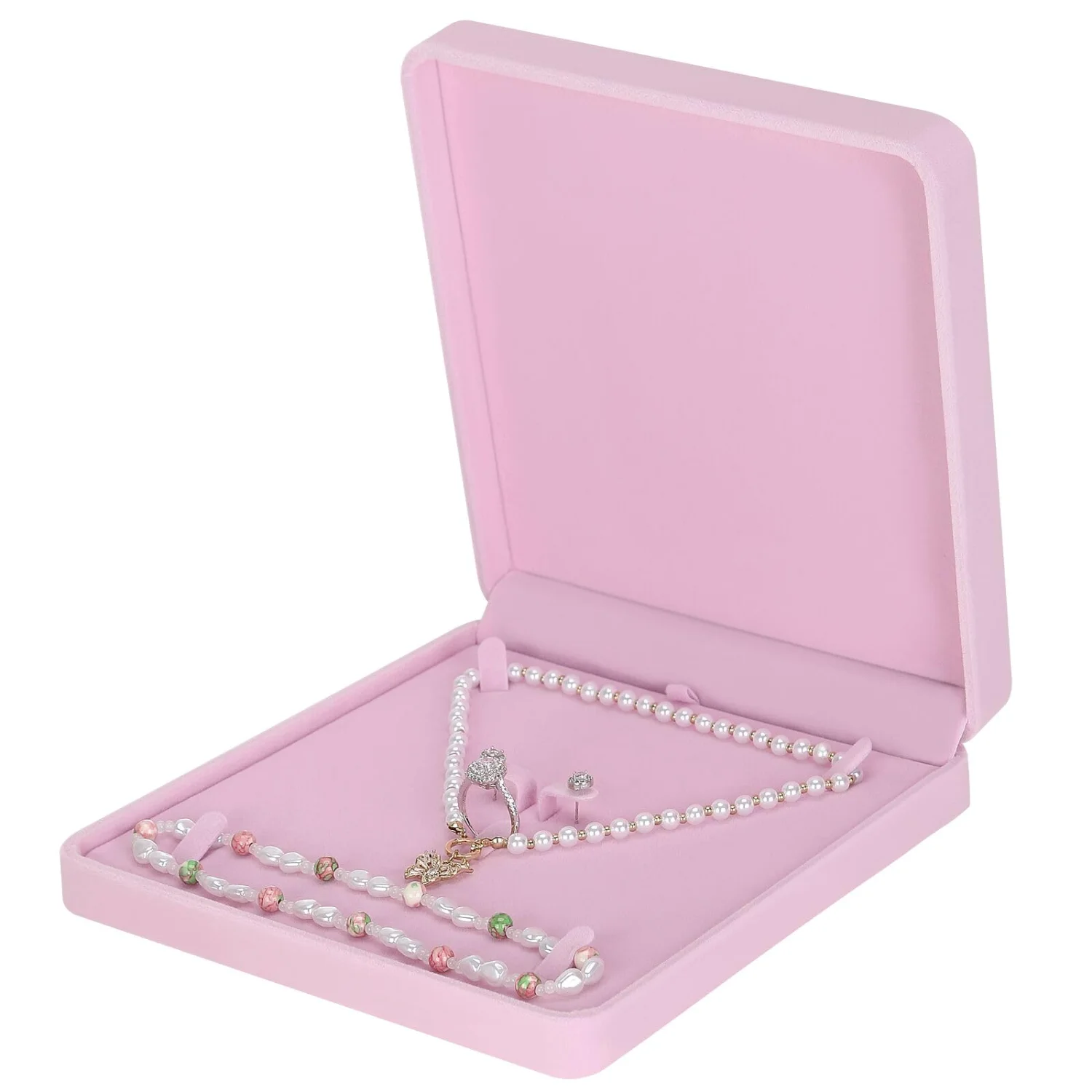 LETURE Square Velvet Set Box in Pink