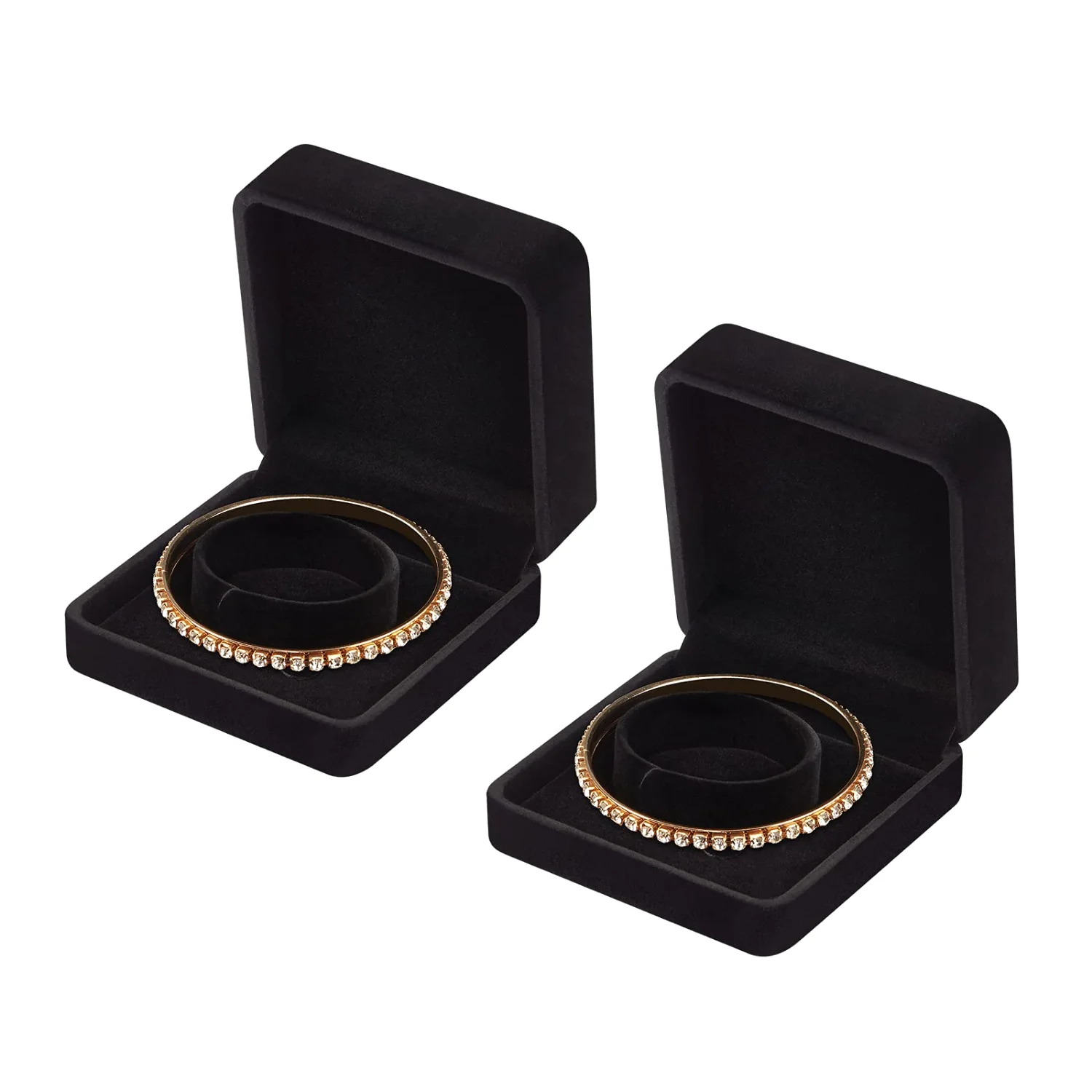 LETURE Velvet Bracelet Boxes, Set of 2 in Black