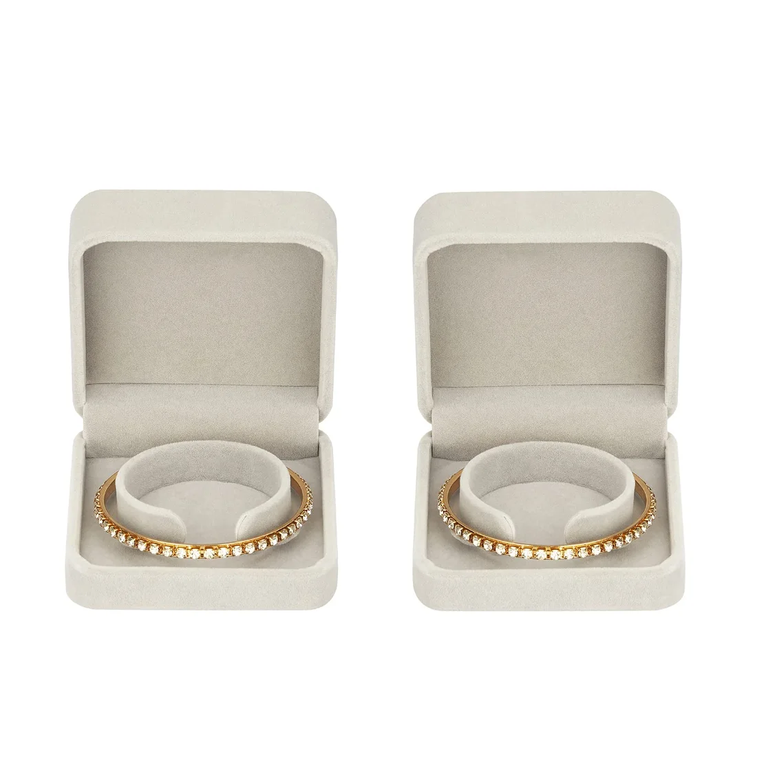 LETURE Velvet Bracelet Boxes, Set of 2 in Grey, view 2