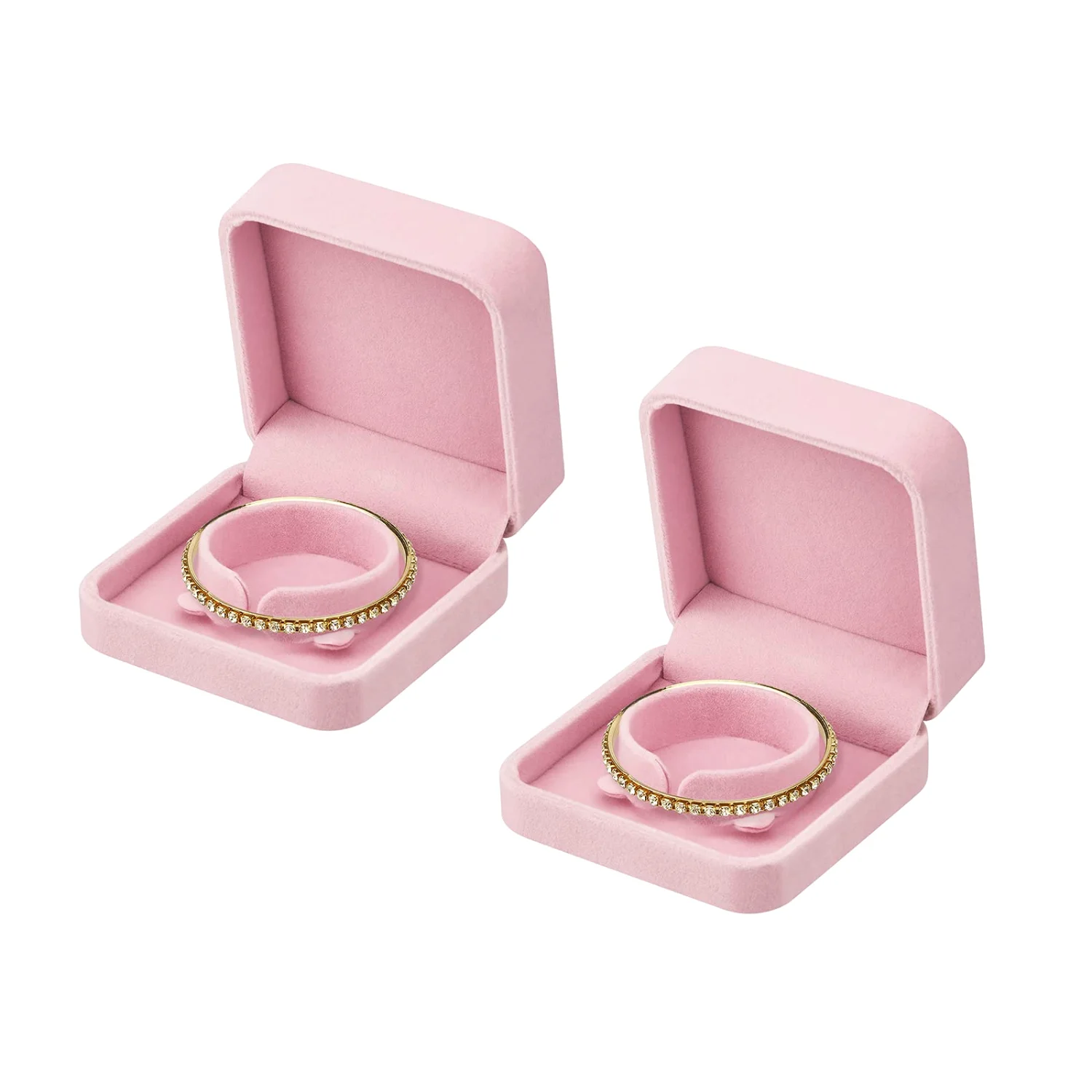 LETURE Velvet Bracelet Boxes, Set of 2 in Pink
