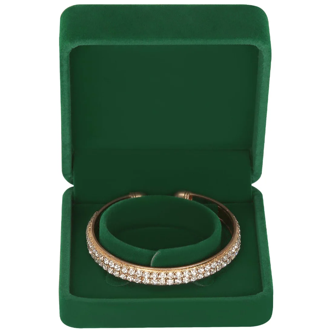 LETURE Velvet Bracelet Boxes, Set of 4 in Green, view 2