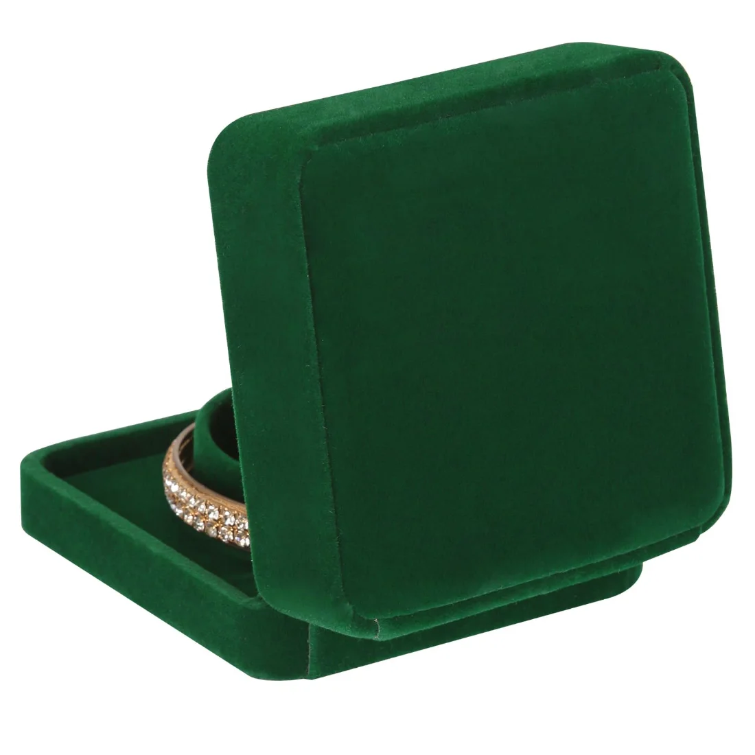 LETURE Velvet Bracelet Boxes, Set of 4 in Green, view 3