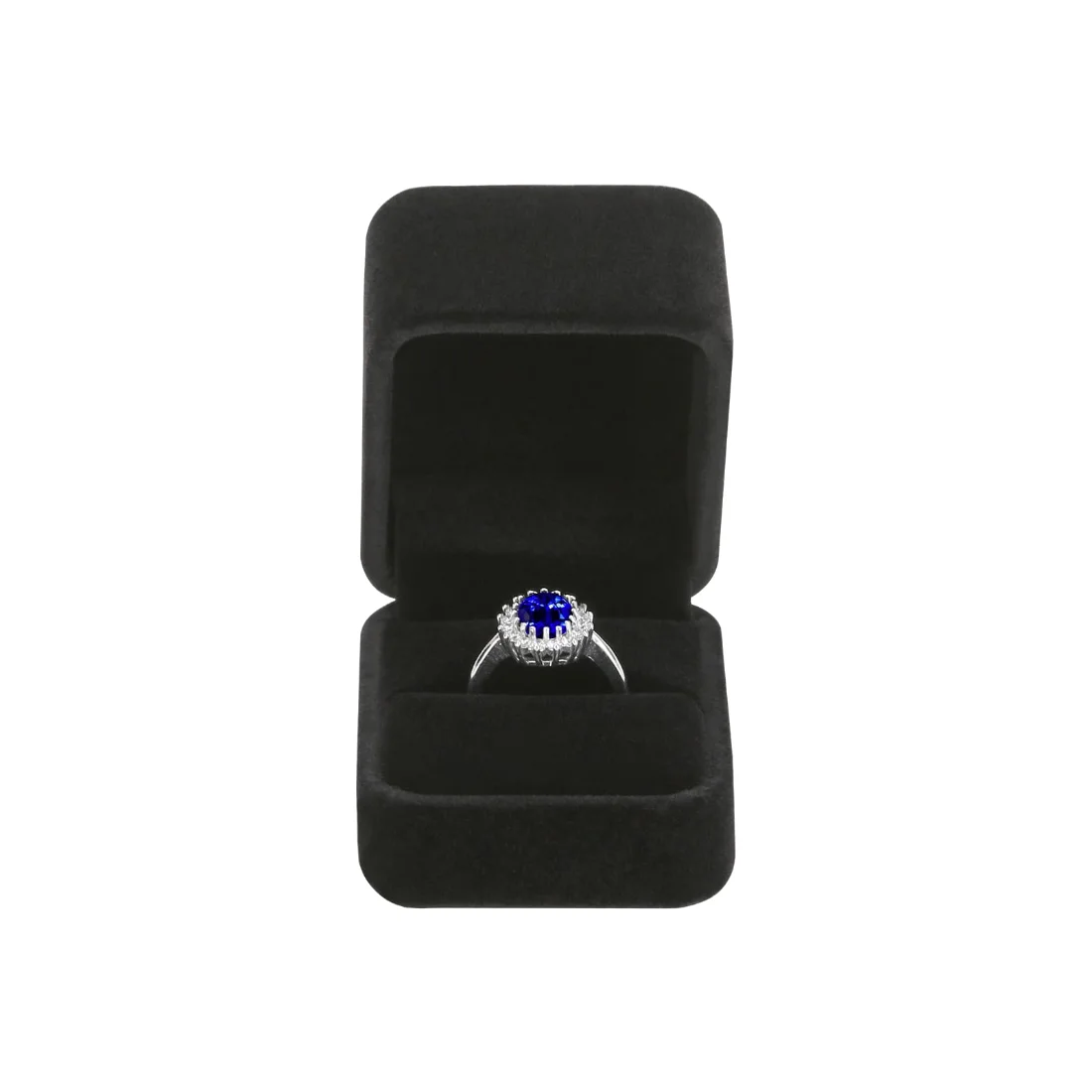 LETURE Velvet Double Ring Boxes, Set of 6 in Black, view 5