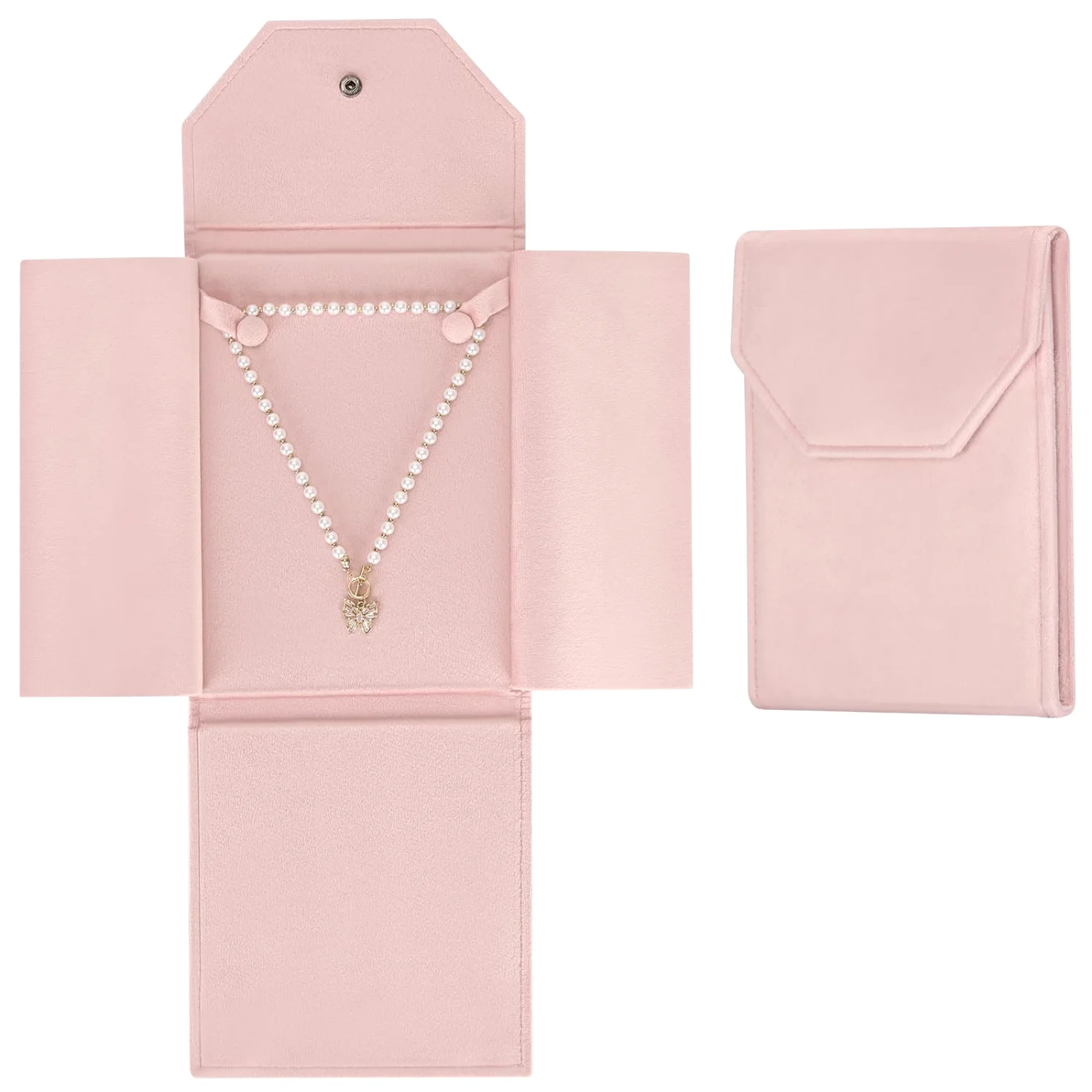 LETURE Velvet Jewelry Folder in Pink