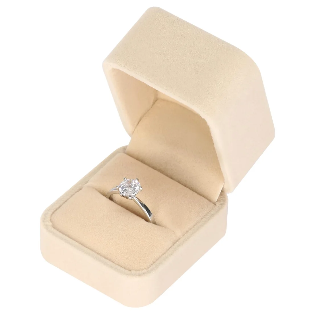 LETURE Velvet Ring Boxes, Set of 4 in Apricot, view 3