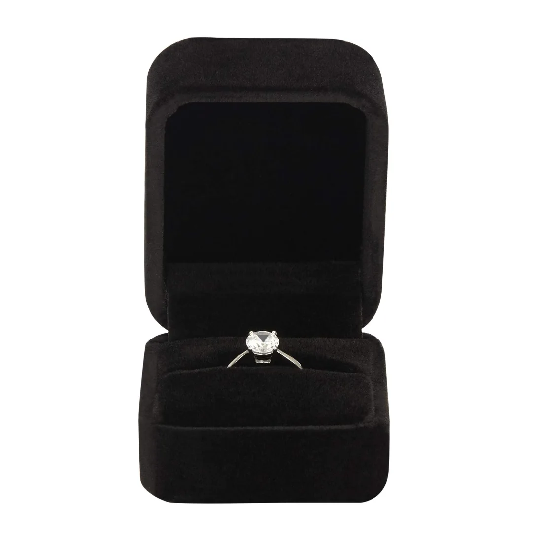 LETURE Velvet Ring Boxes, Set of 4 in Black, view 3