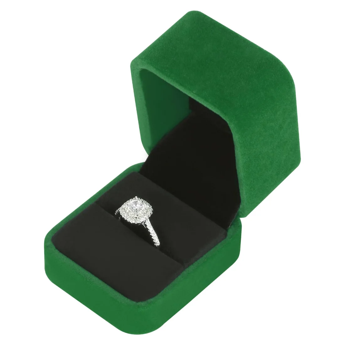LETURE Velvet Ring Boxes, Set of 4 in Green, view 2