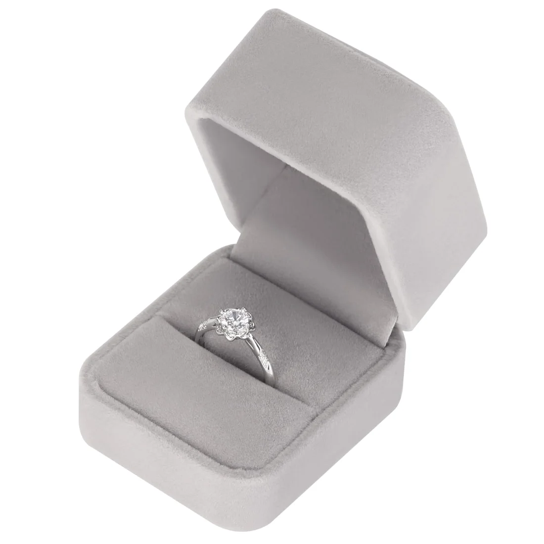 LETURE Velvet Ring Boxes, Set of 4 in Grey, view 2