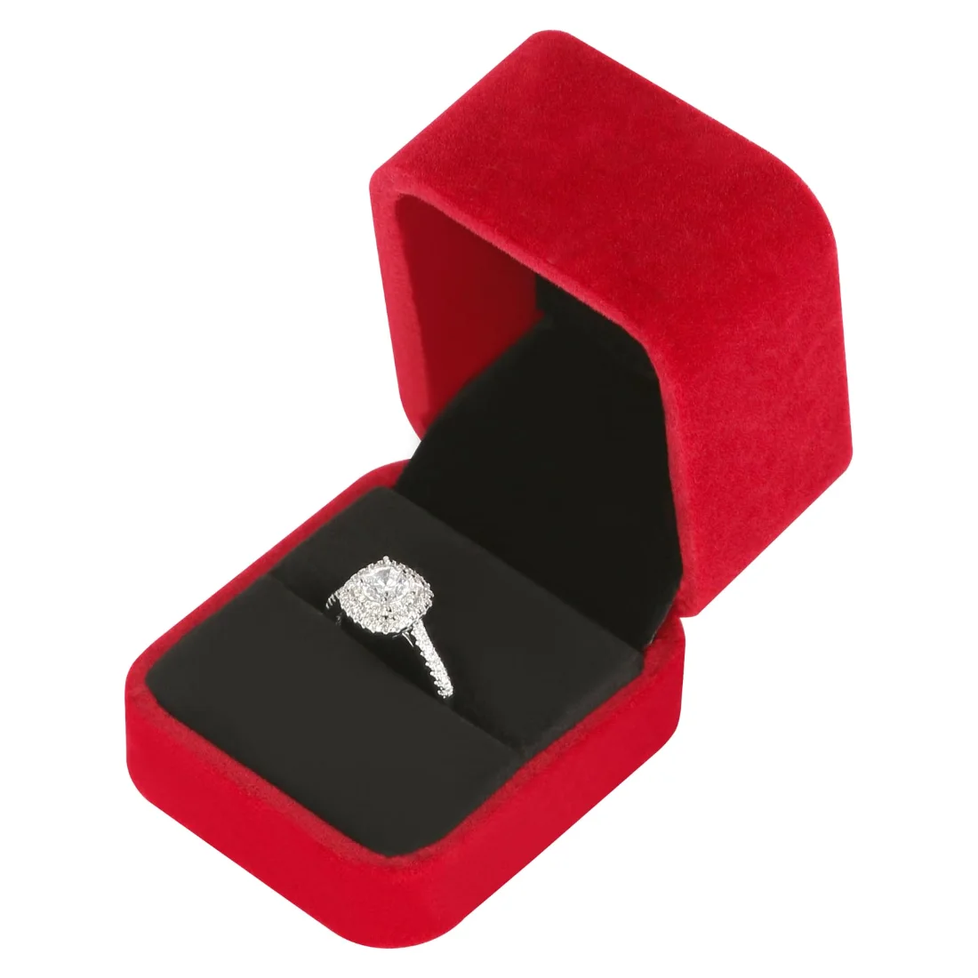 LETURE Velvet Ring Boxes, Set of 4 in Red, view 2