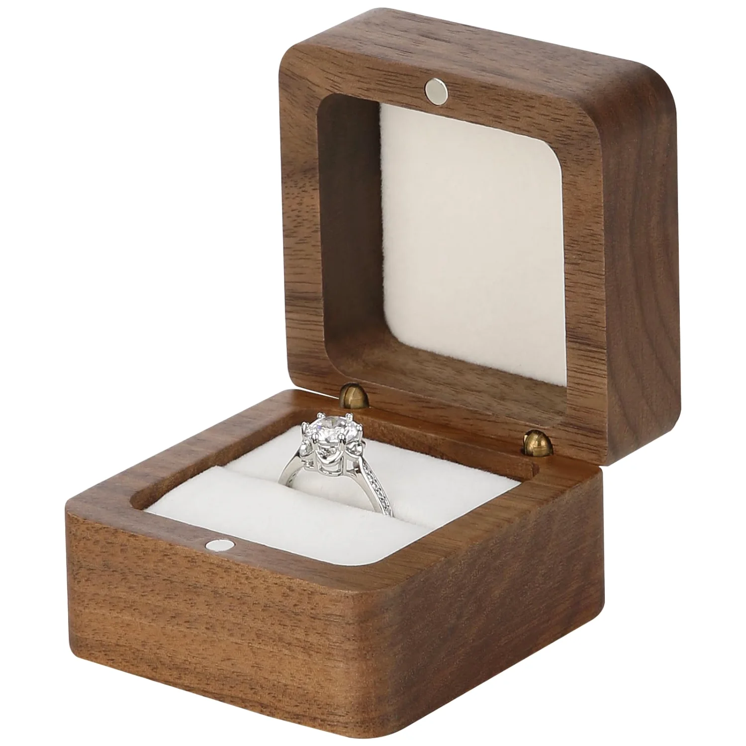 LETURE Wooden Ring Box in White lining, 1 slot